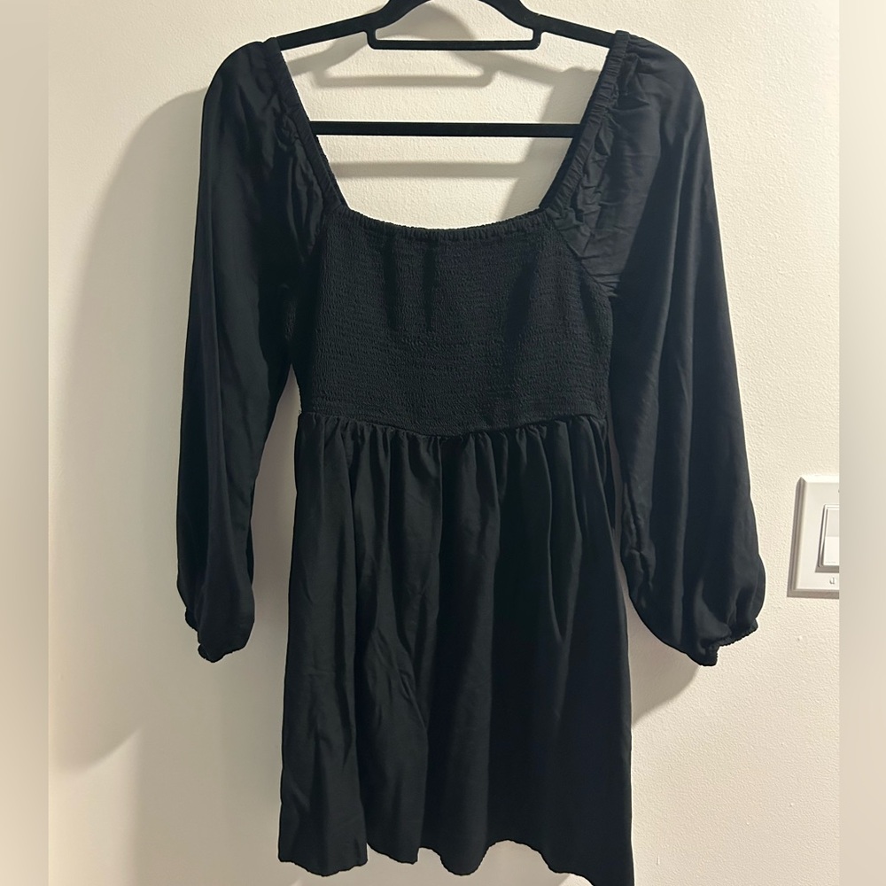 Old Navy Black Smocked Mini Dress